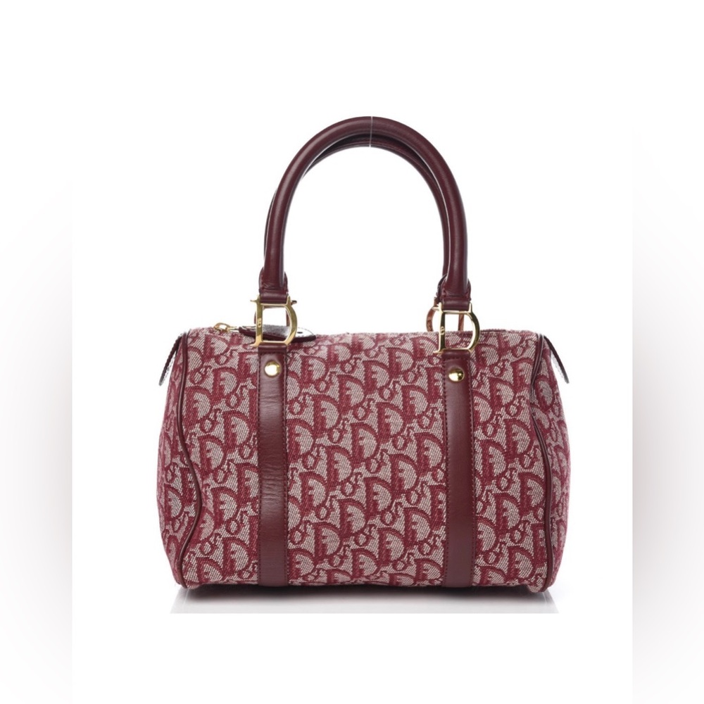 Christian Dior Trotter Boston bag burgundy oblique canvas with leather trim - Picture 2 of 2